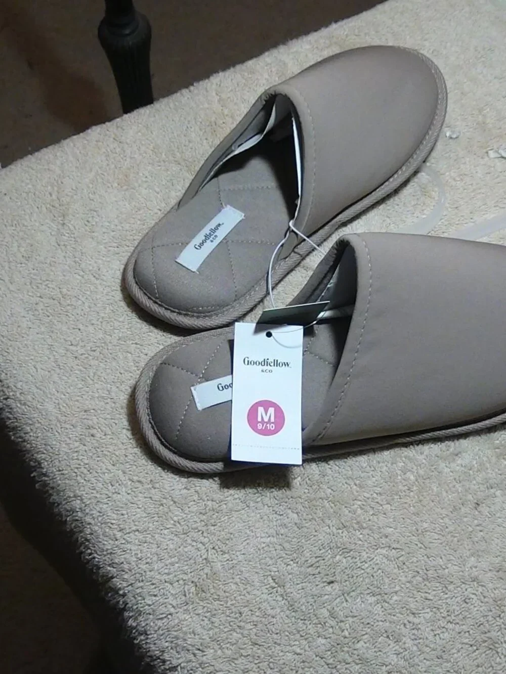 Men's Beau Scuff Slippers Goodfellow & Co Memory Foam M 9/10 Beige